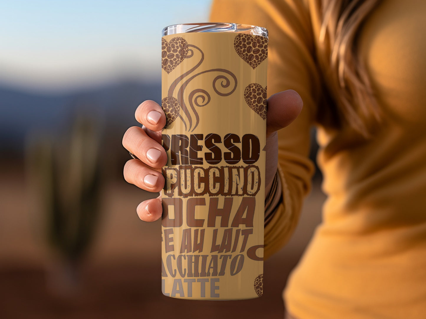 Stylish Coffee-Themed Insulated Tumbler for Hot and Cold Drinks