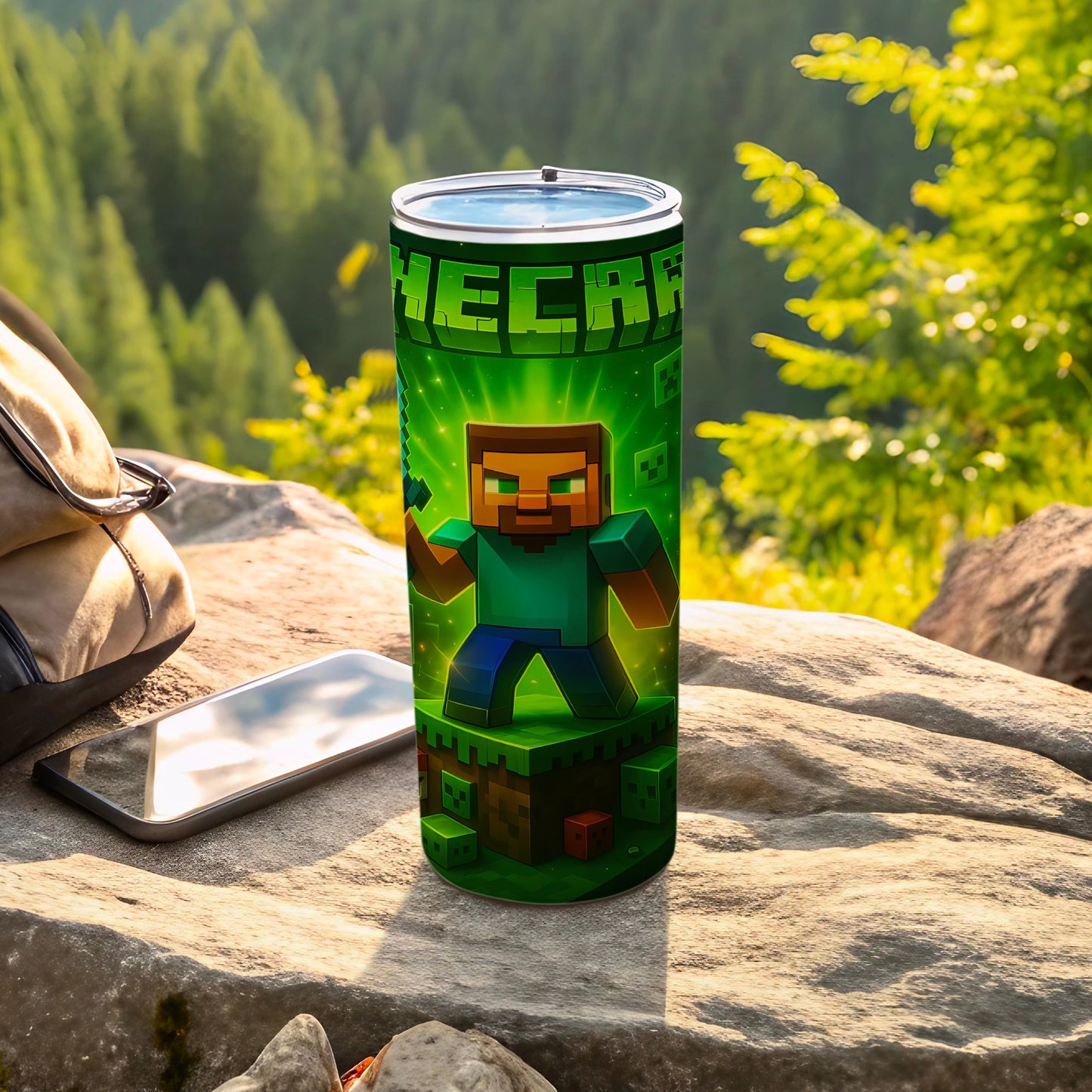 Minecraft Themed Gaming Tumbler for Outdoors Enthusiasts