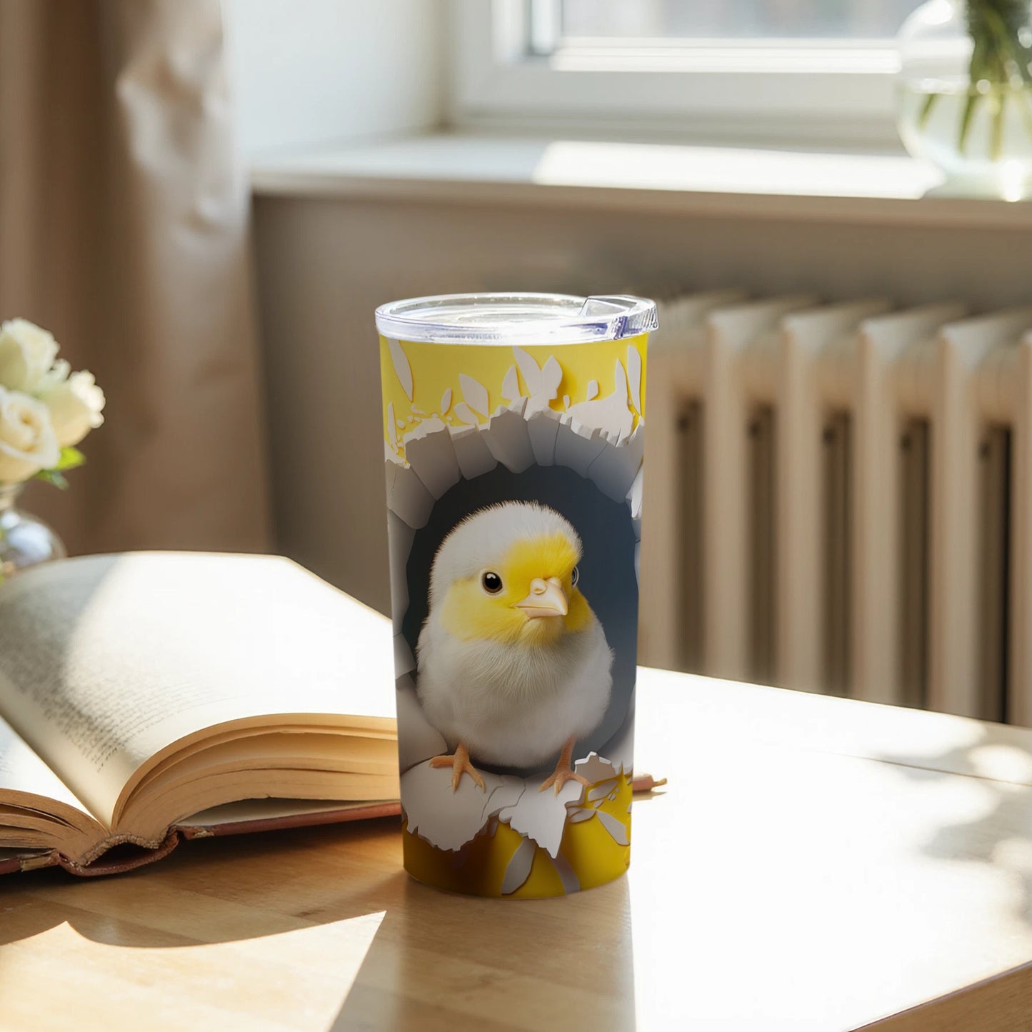 Cute Baby Chick Hatching Egg Yellow Design Tumbler product type