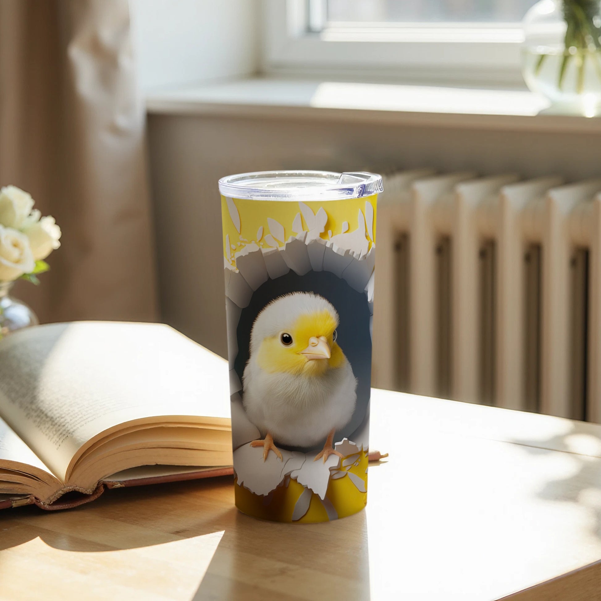 Cute Baby Chick Hatching Egg Yellow Design Tumbler product type