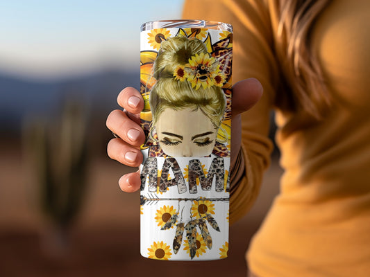 Sunflower and Mom Design Customized Tumbler Cup