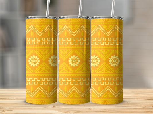 Tribal Yellow Pattern Tumbler with Straw 20oz product