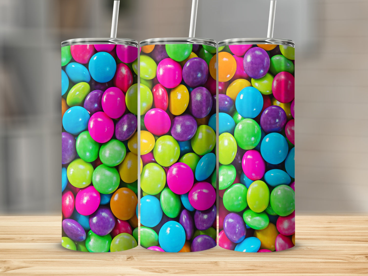 Colorful Candies Background Bright Neon Assorted Tumblers