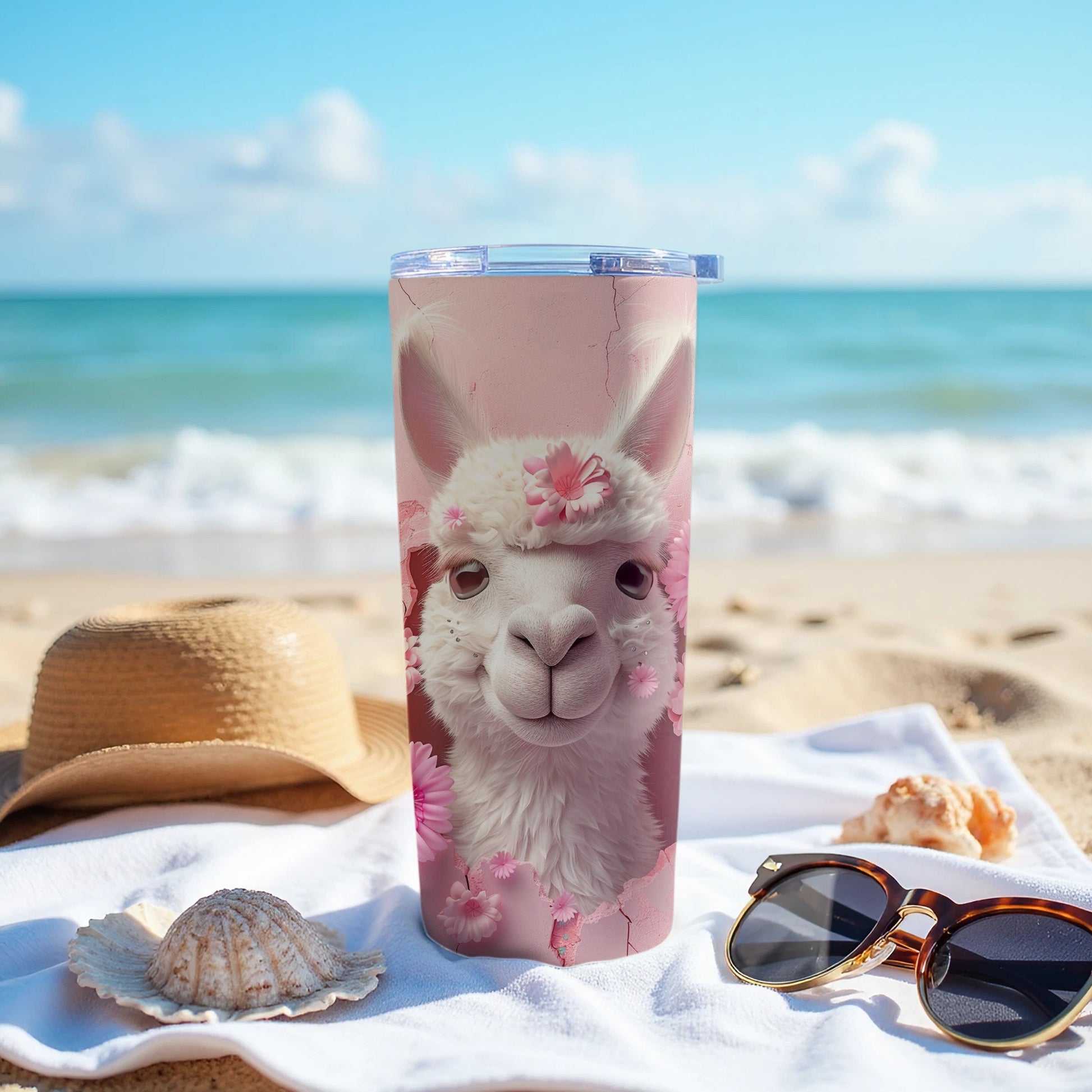Adorable Llama Pink Floral Design Beach Backdrop Tumbler product type
Llama
Alpaca
Cute Animal
Pink Flowers
Floral Design
Cherry Blossom
Beach Scene
Ocean View
Summer Vibes
Vacation Ready
Drinkware
Tumbler
Travel Cup
Insulated Mug
Animal Print
Gift Idea
Kawaii Style
Outdoor Accessory
Beach Day
Personalized Drinkware