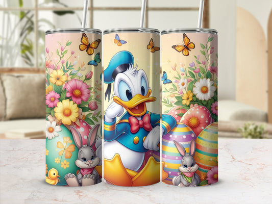 Donald Duck Easter Bunnies Eggs Flowers Butterflies Tumbler product type