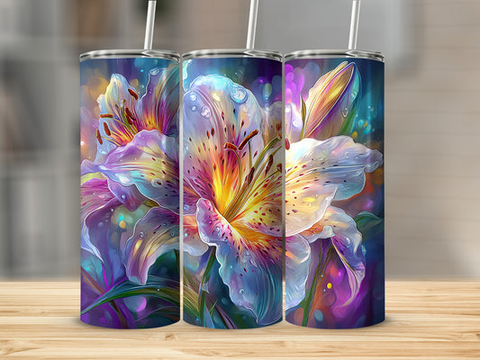 Colorful Floral Tumblers with Straws for Beverage
