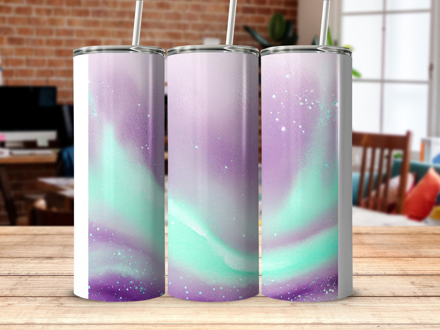 Stunning Purple and Teal Abstract Tumbler Design