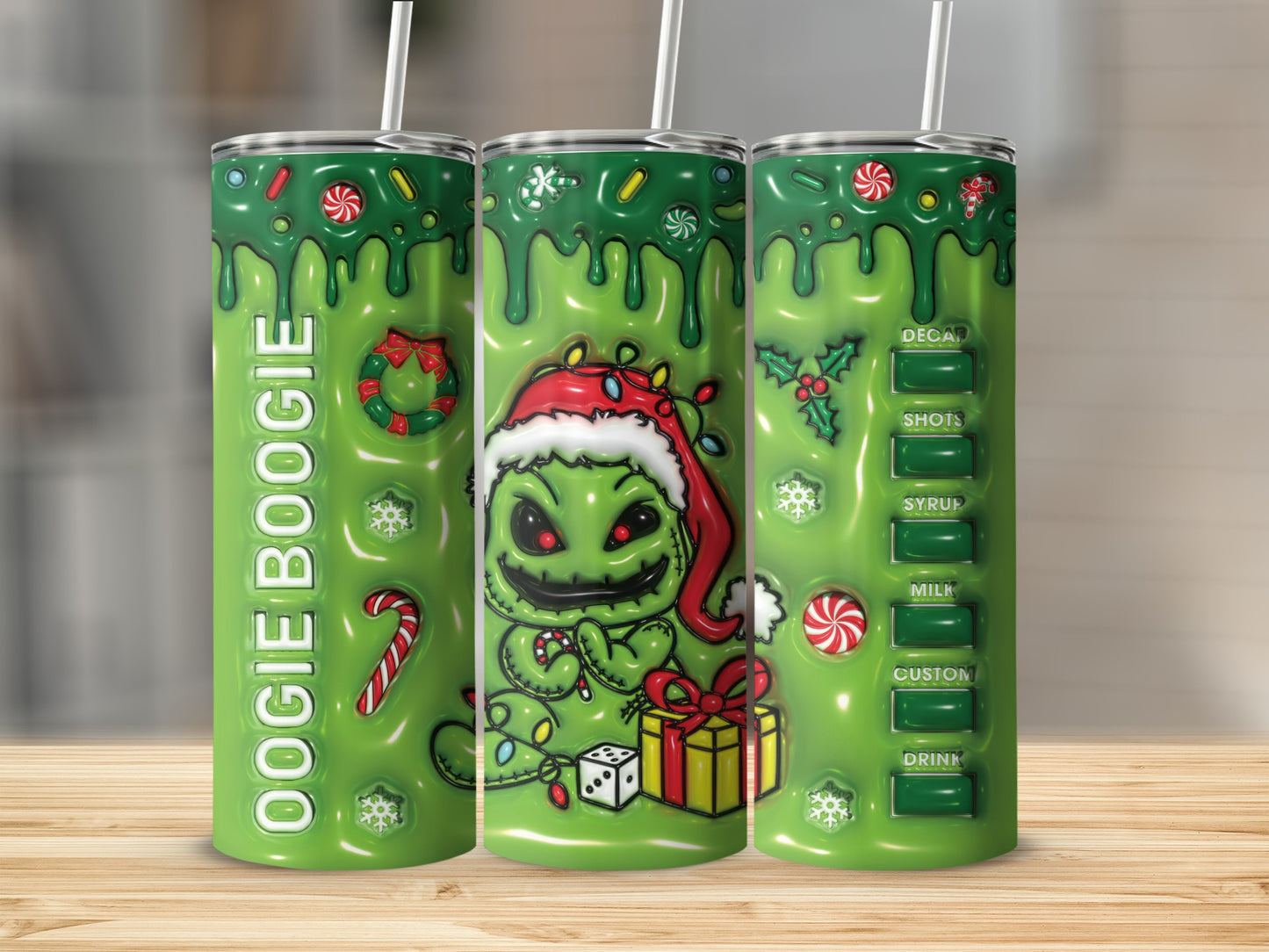 Festive Oogie Boogie Christmas Design Tumbler Cup