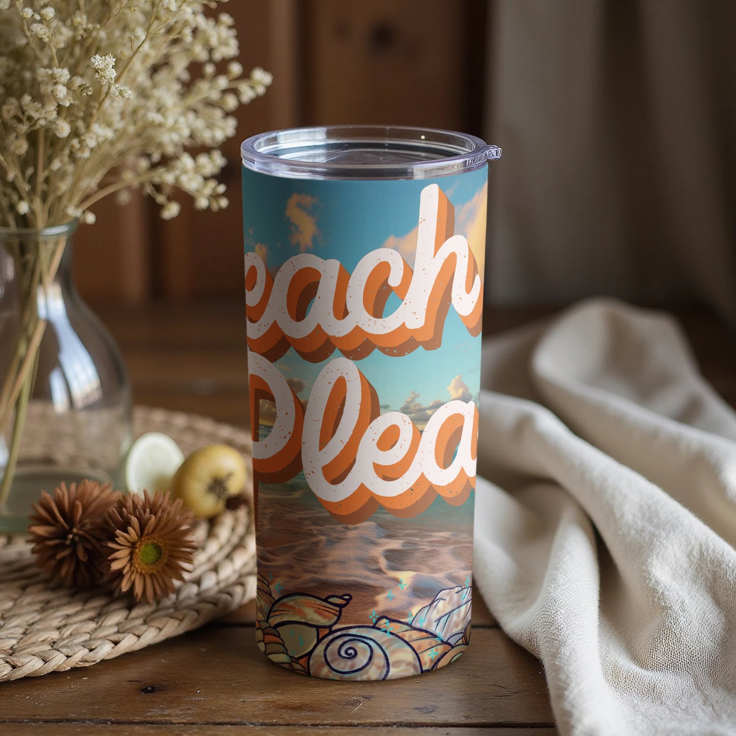 Beach Please Ocean Shore Design Tumbler