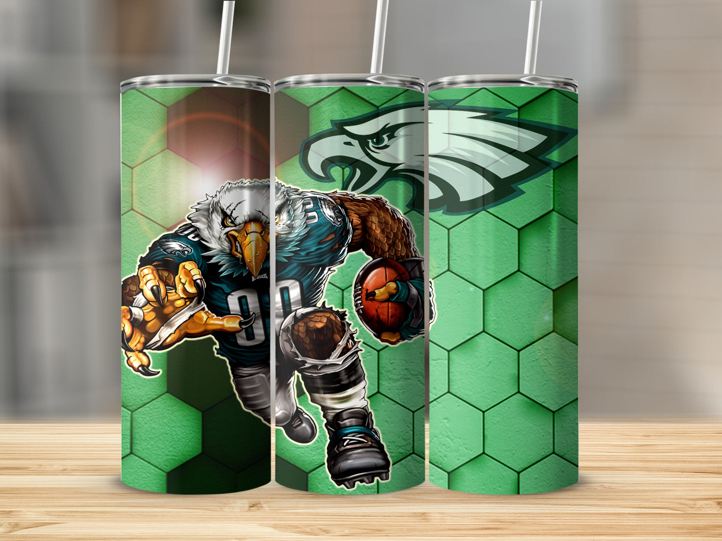Eagles Football Player Number 00 Running on Green Tumblers