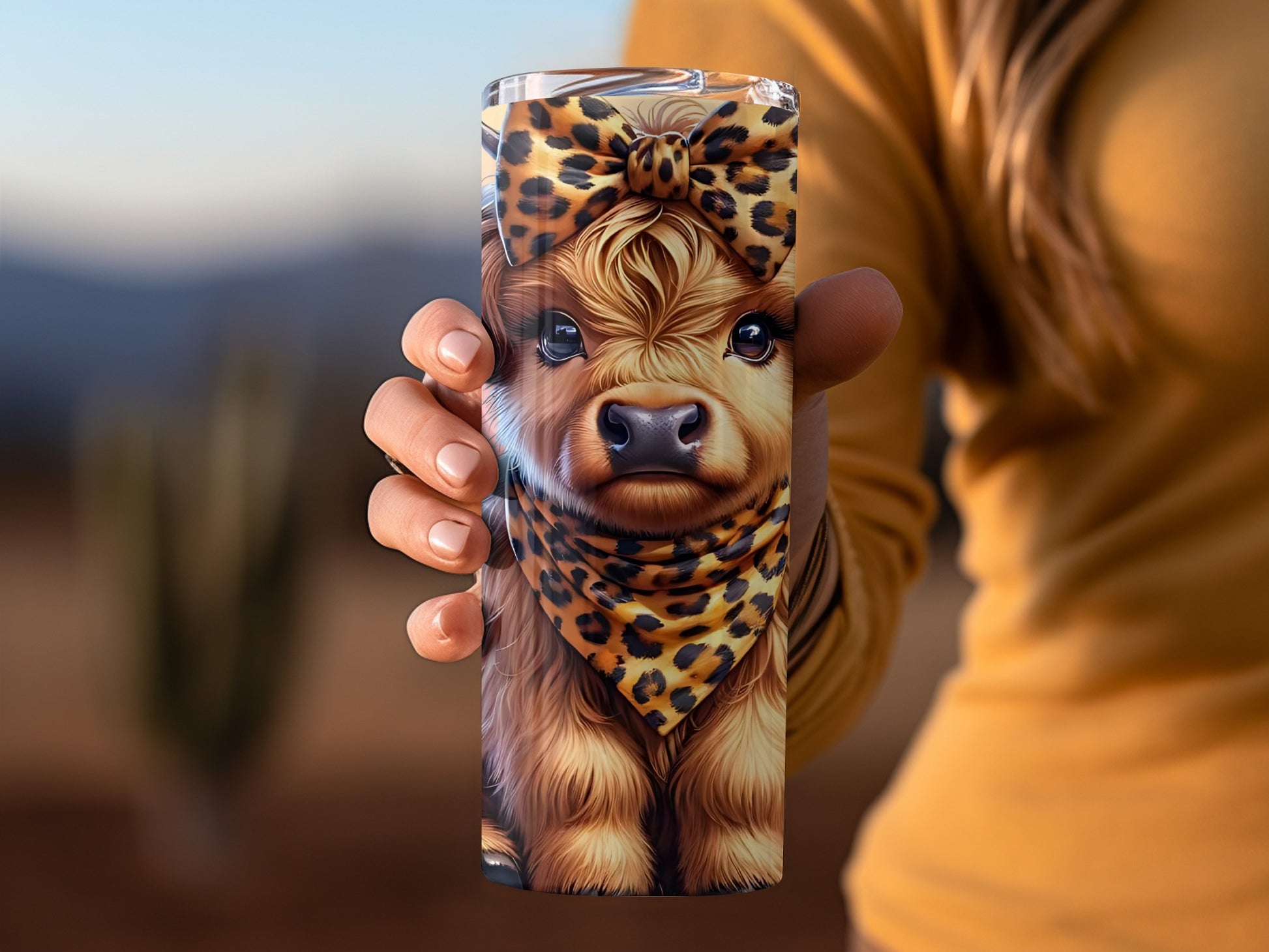 Cute Cow with Leopard Print Bandana Tumbler