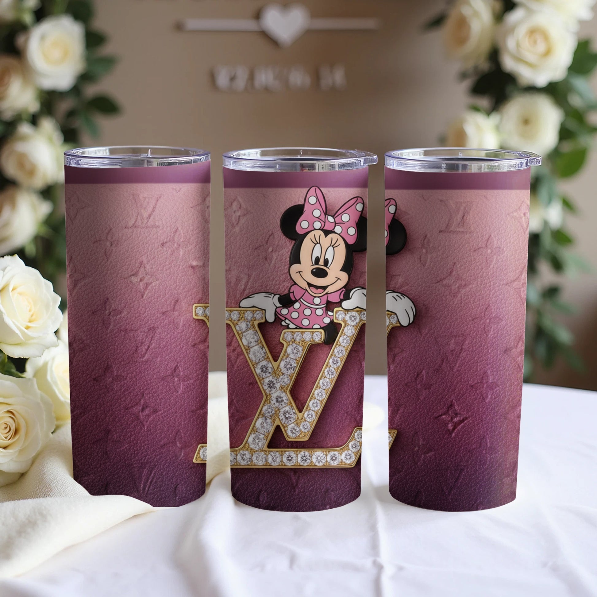 Minnie Mouse LV Diamond Design Pink Tumbler