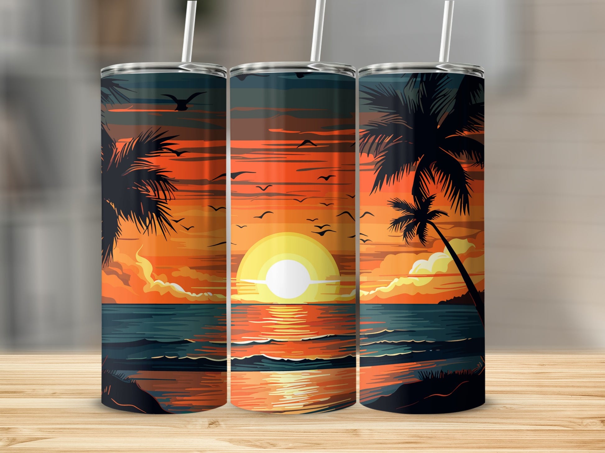 Tropical Sunset Paradise Beach View Tumbler