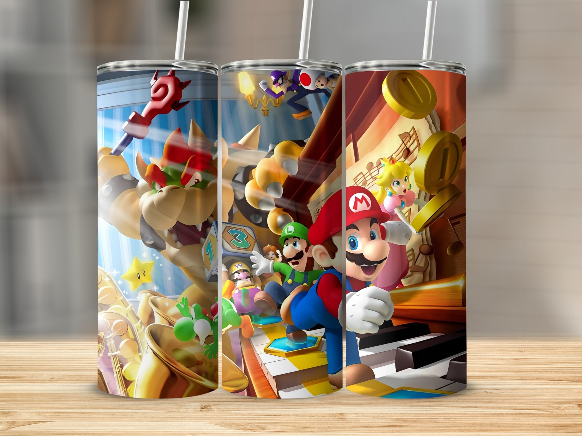 Vibrant Super Mario Themed Drinkware Tumbler Set