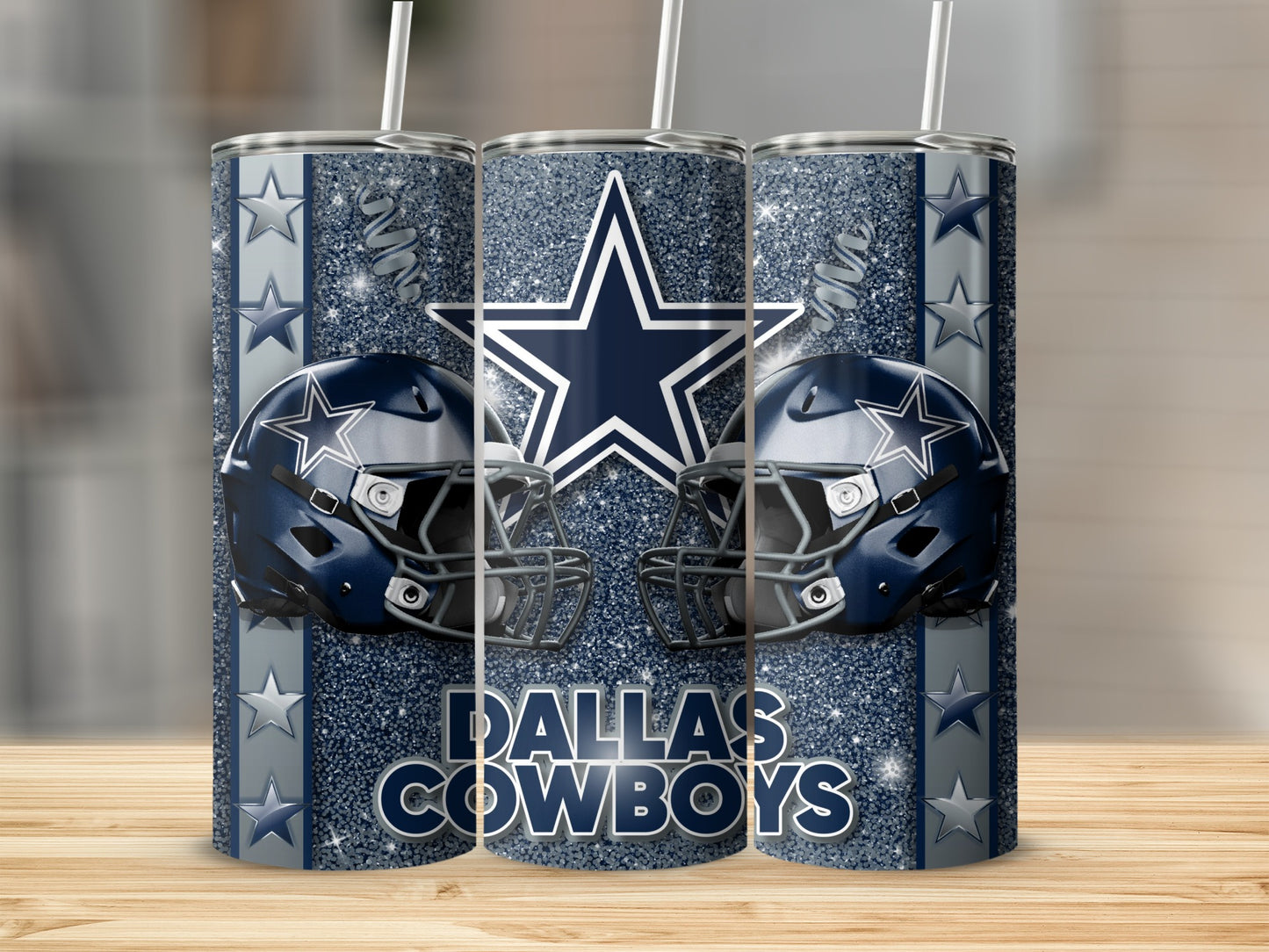 Dallas Cowboys Helmets Team Logo Sparkles Tumblers