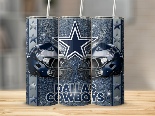 Dallas Cowboys Helmets Team Logo Sparkles Tumblers