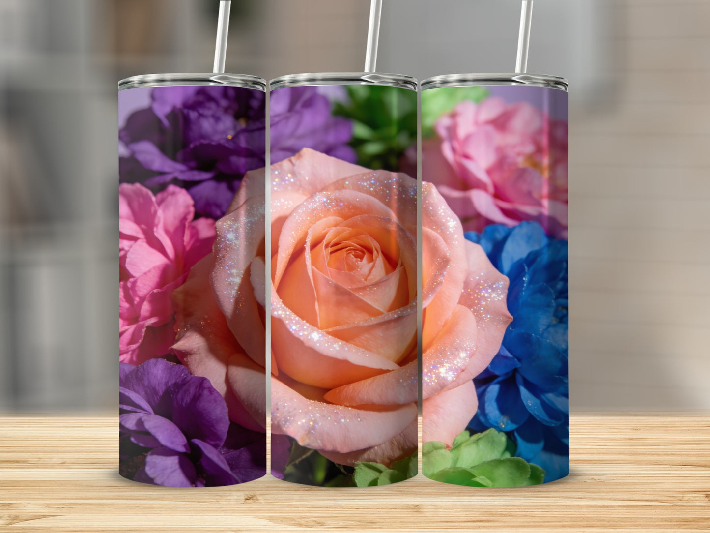 Colorful Floral Bouquet Design on Tumbler Product