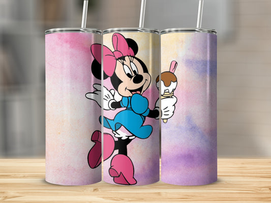 Cute Minnie Mouse Tumbler with Ice Cream Design
