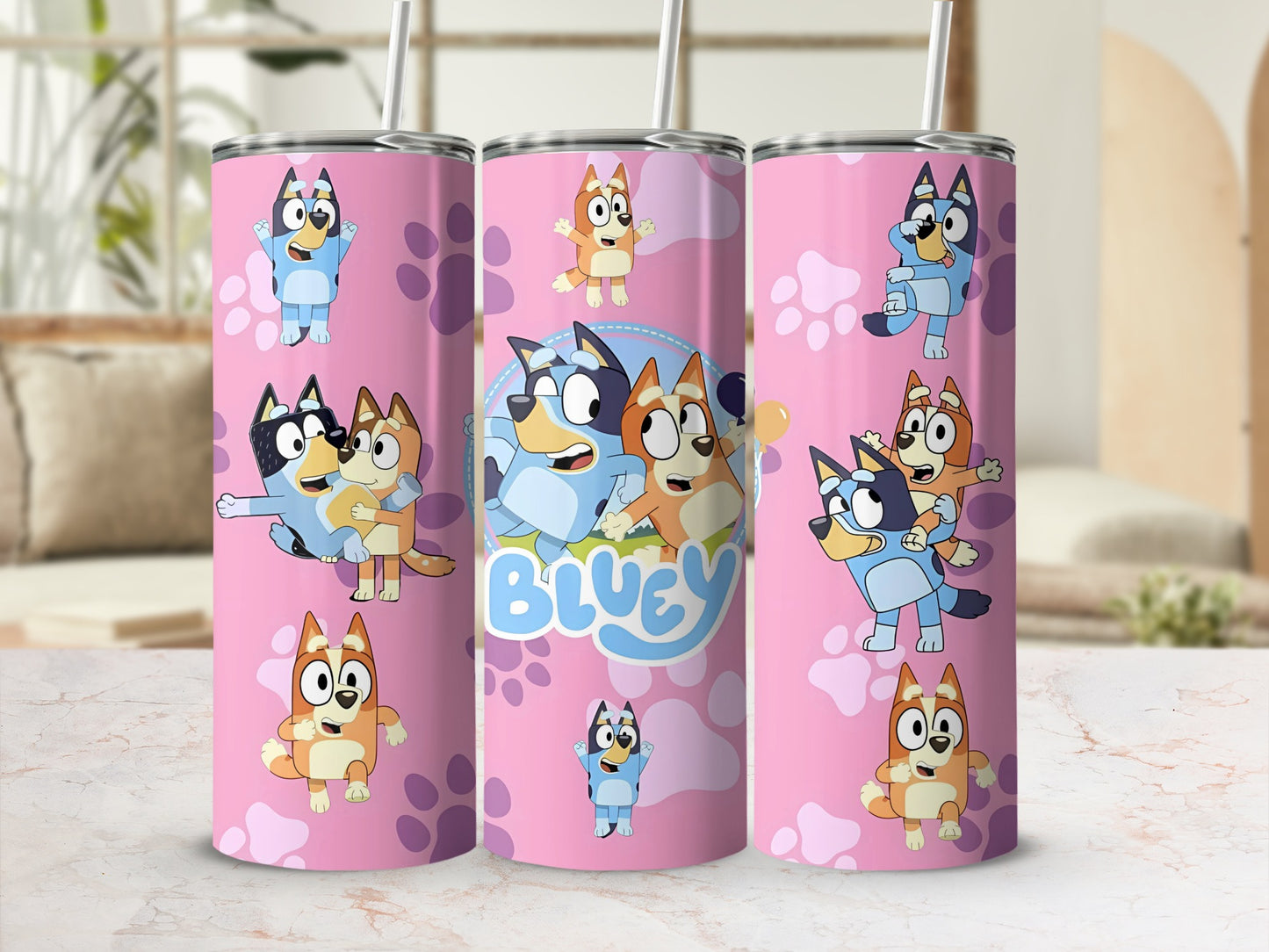 Bluey Cartoon Character Design Tumbler for Kids