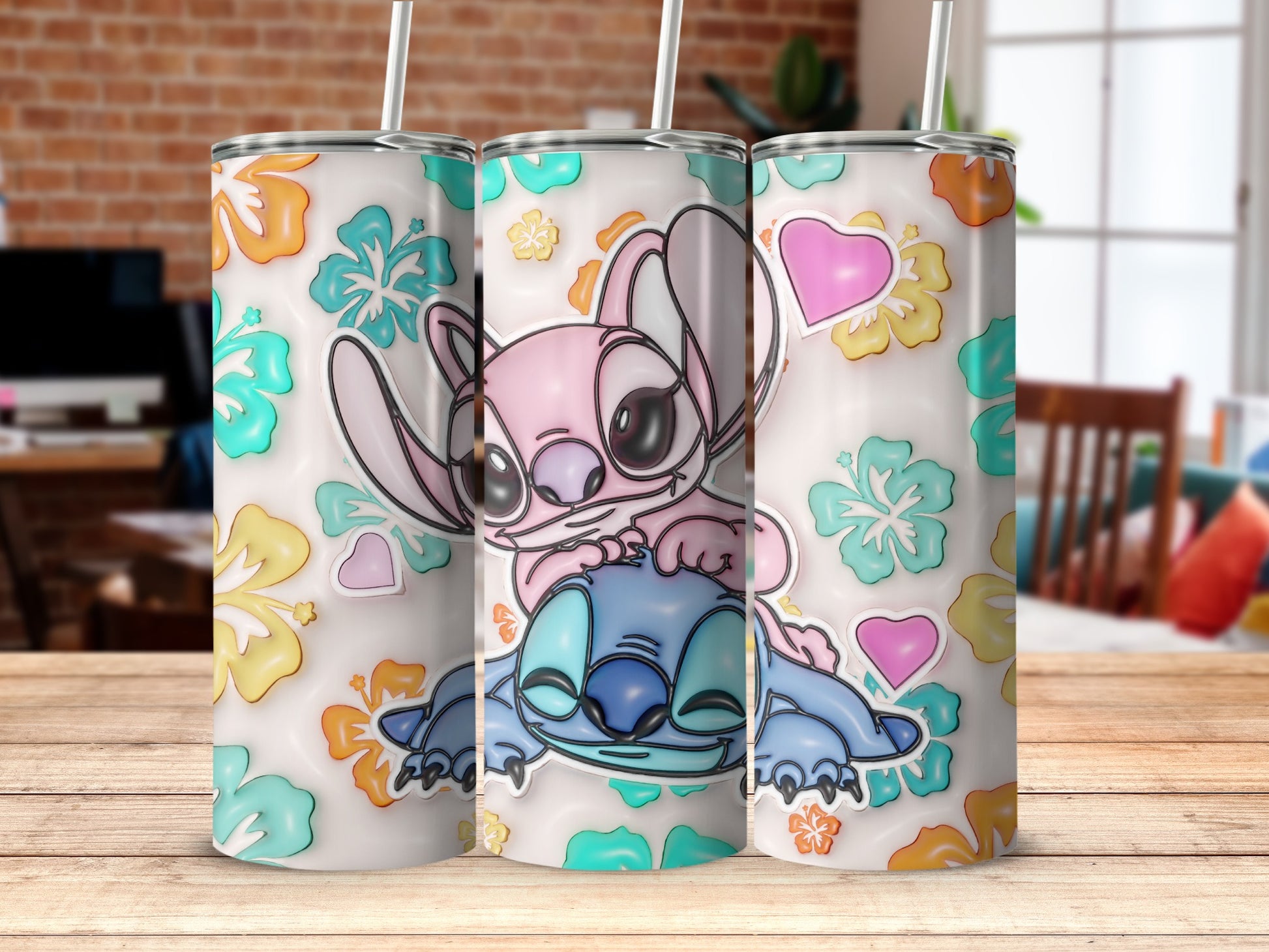 Cute Character Tumbler with Colorful Floral Design