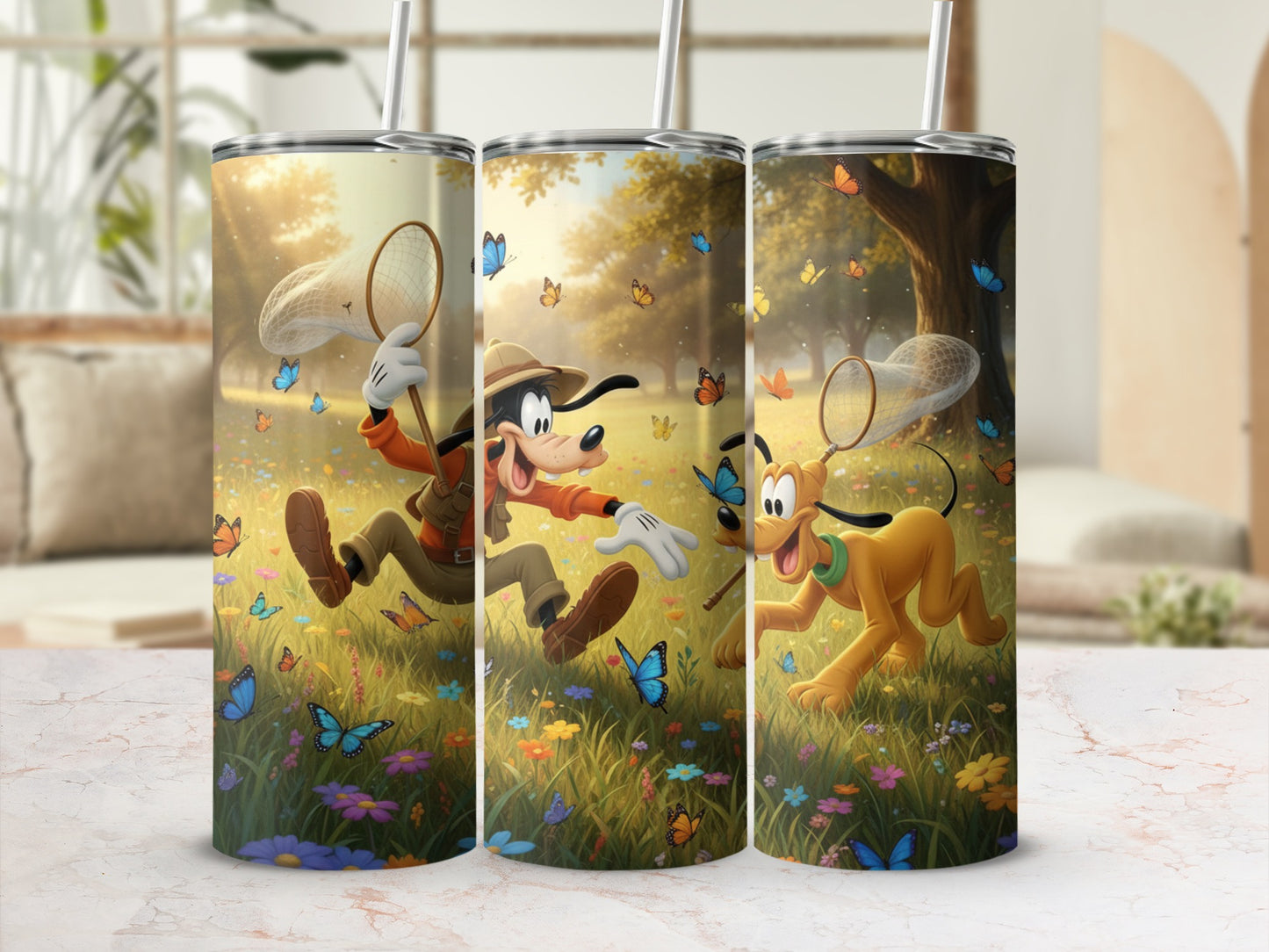 Goofy and Pluto Adventures Tumbler with Straw Cup