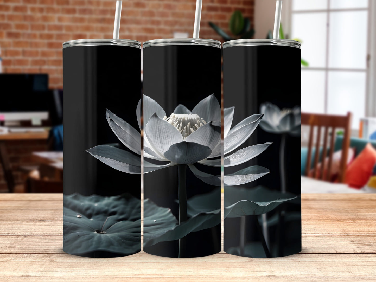 Elegant White Lotus Dark Background Tumbler product type