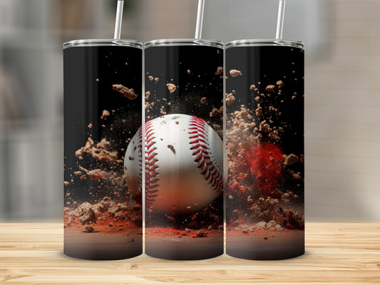 Exploding Baseball Print Tumbler with Artistic Design
