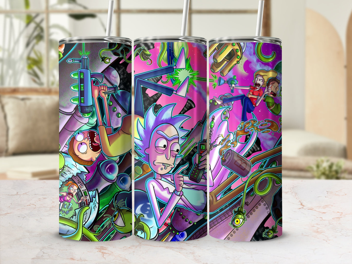 Colorful Sci-Fi Characters Design Insulated Tumbler