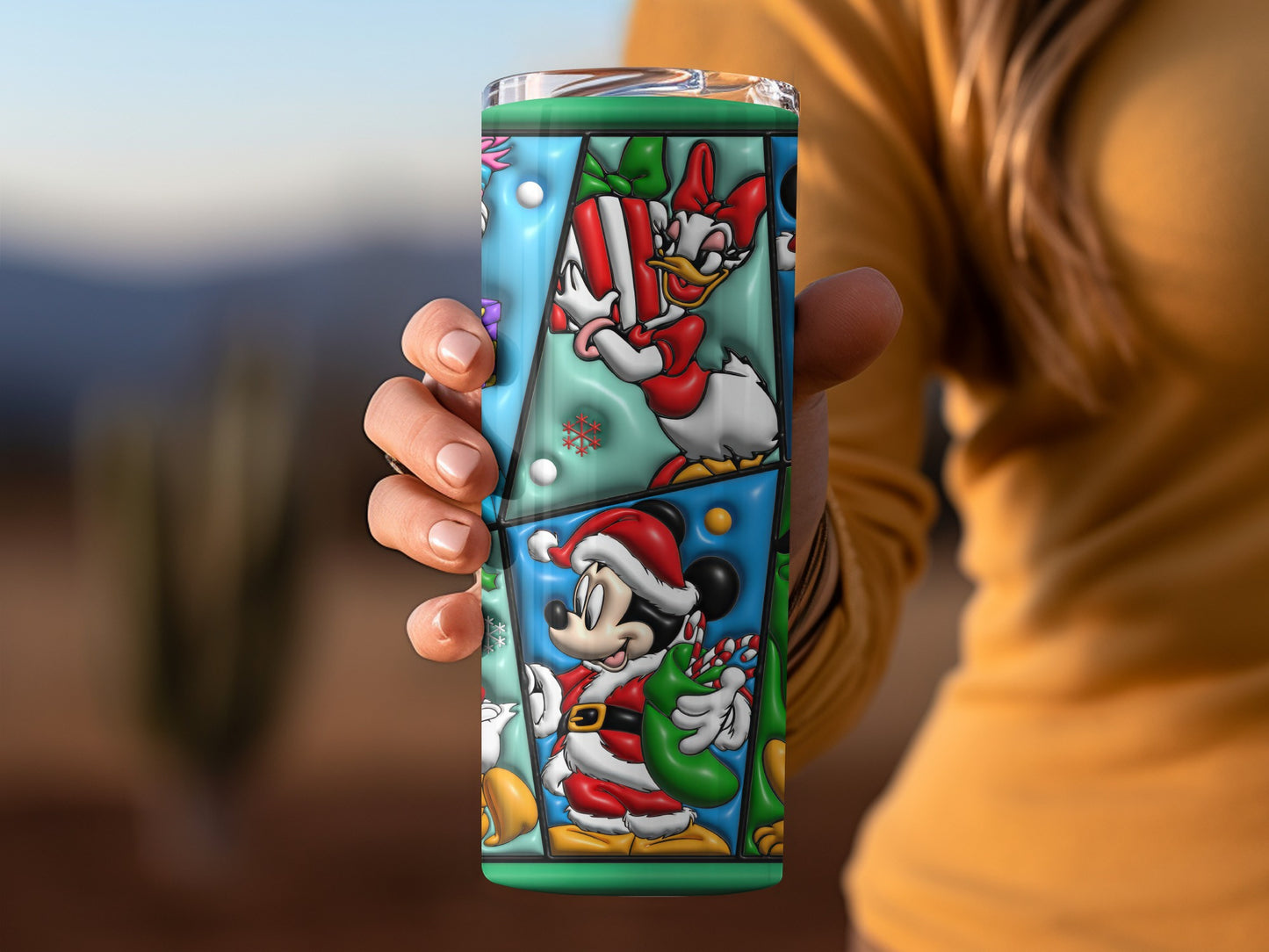 Festive Mickey and Daisy Duck Holiday Tumbler