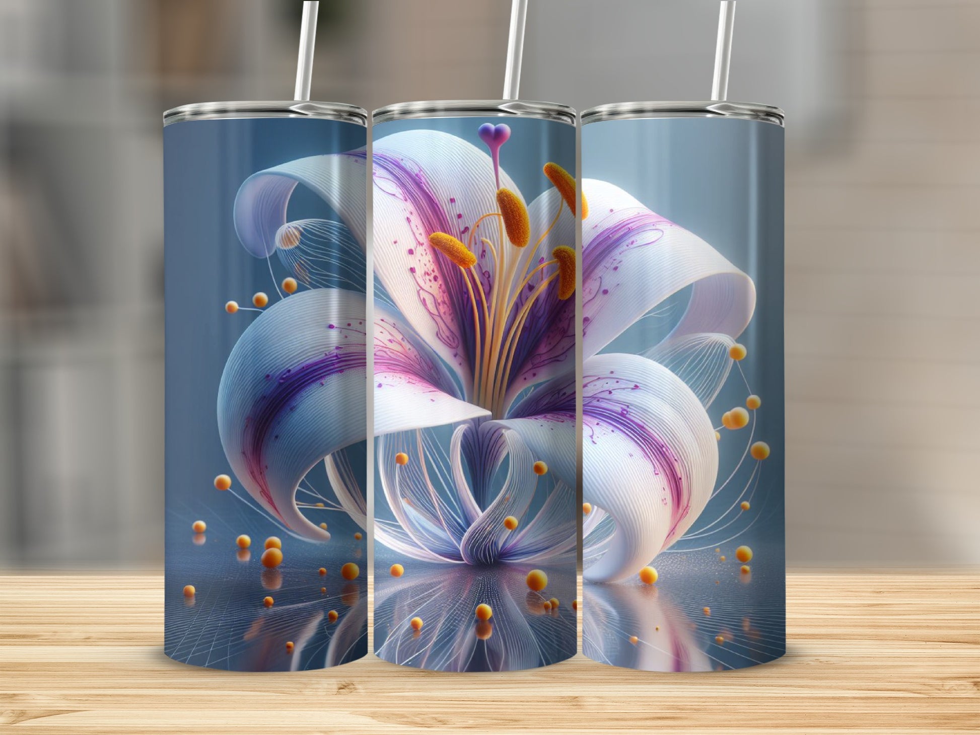 Beautiful White and Purple Flower Tumbler