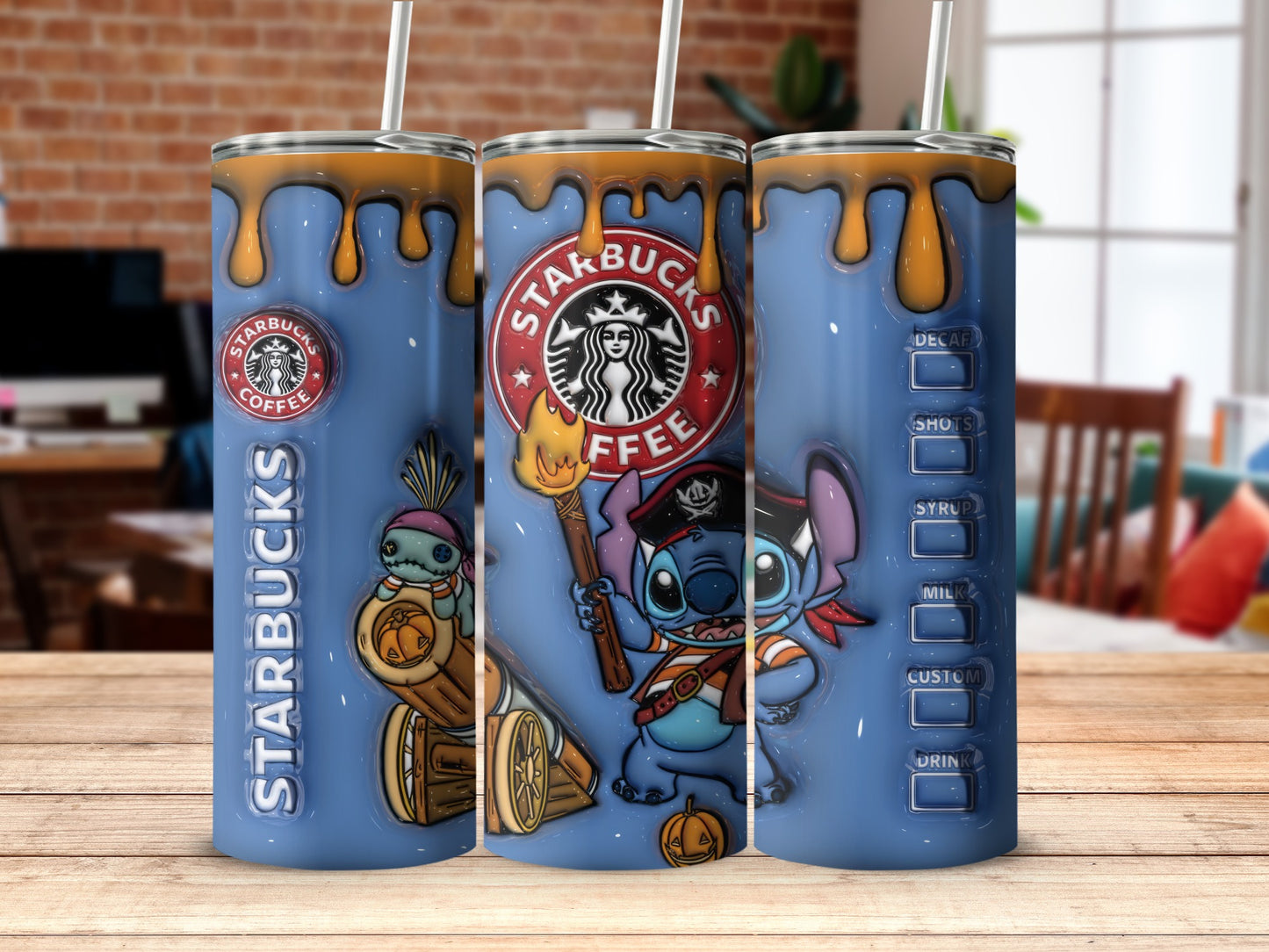 Stitch Starbucks design tumbler with fun artwork