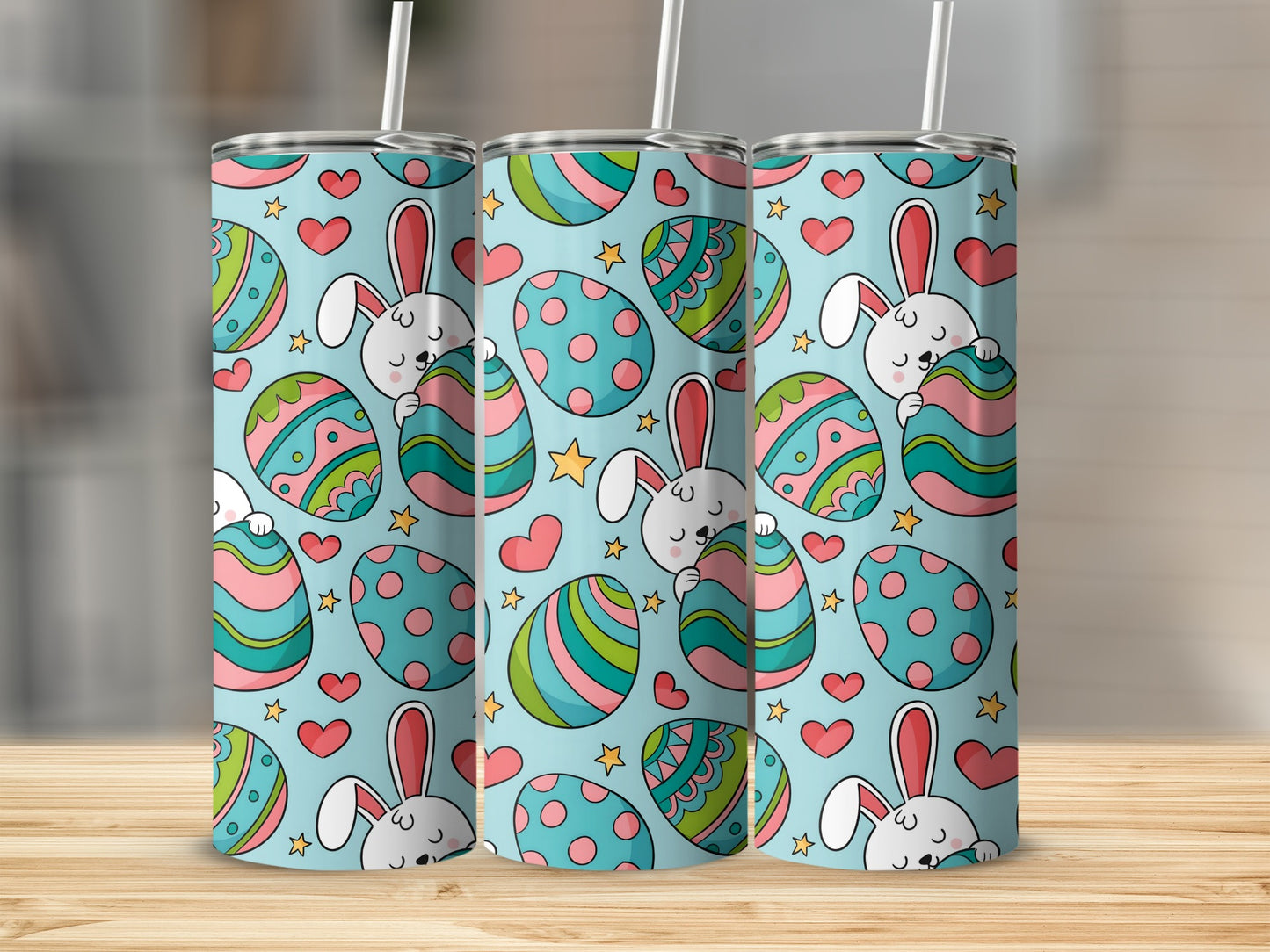 Cute Easter Bunny and Eggs Design Tumbler