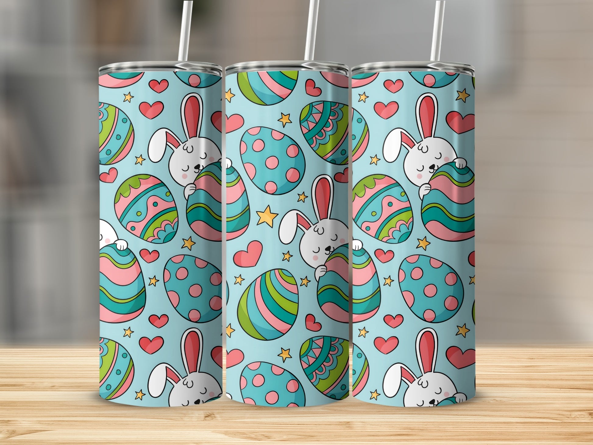 Cute Easter Bunny and Eggs Design Tumbler
