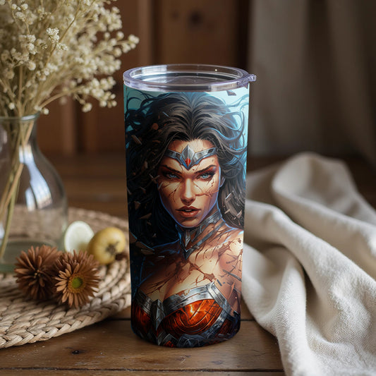 Warrior Woman Portrait Insulated Tumbler Cup
