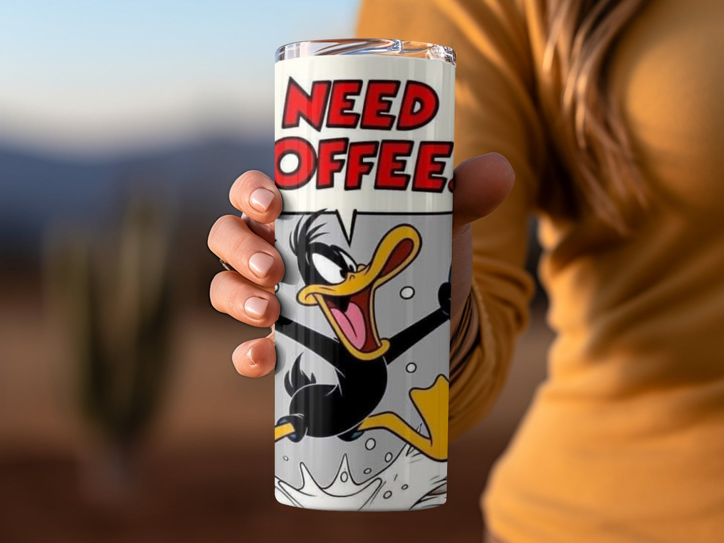 Need Coffee Duck Cartoon Illustration Drinkware Tumblers