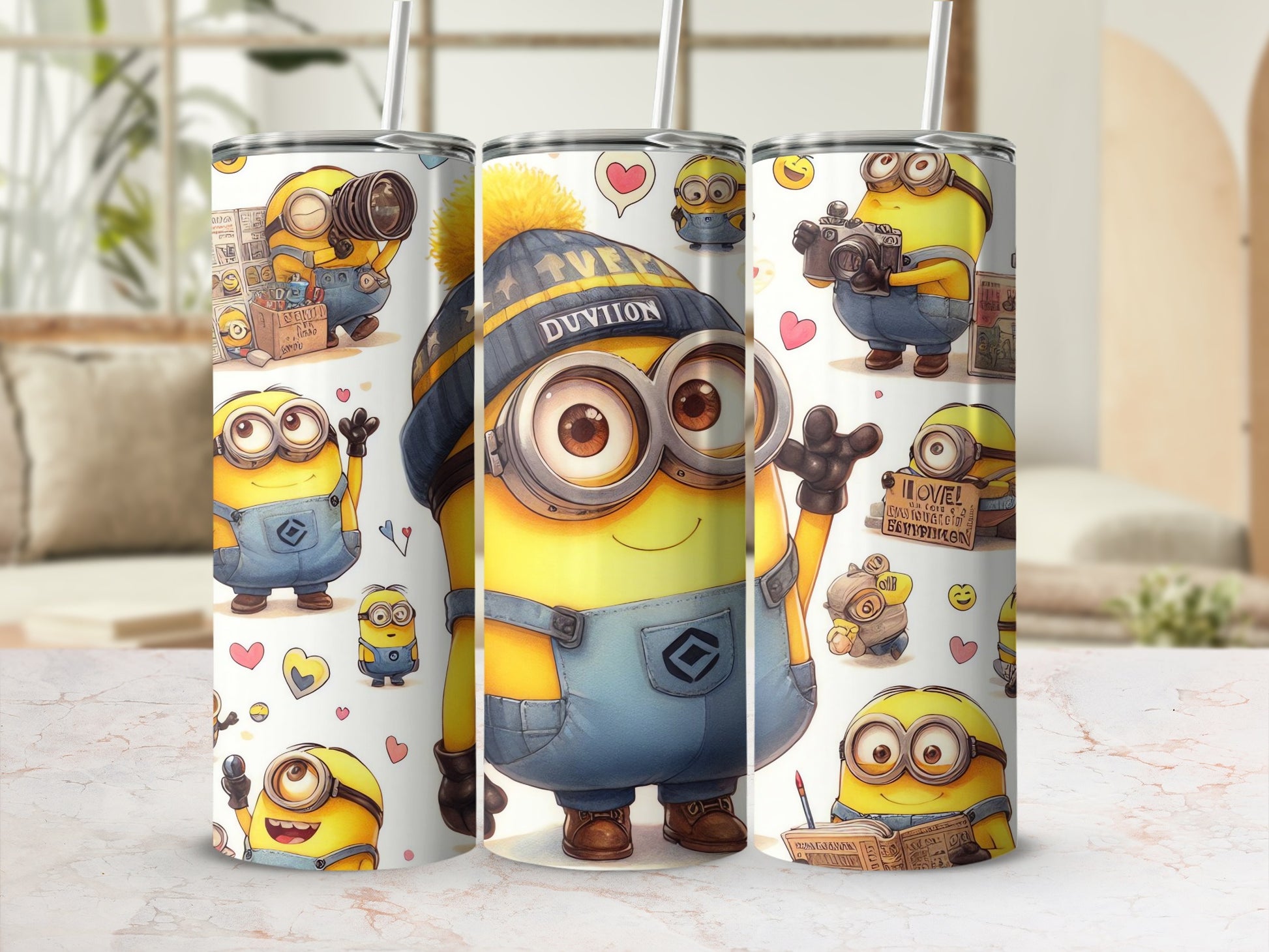 Cute Cartoon Characters Tumbler with Fun Illustrations