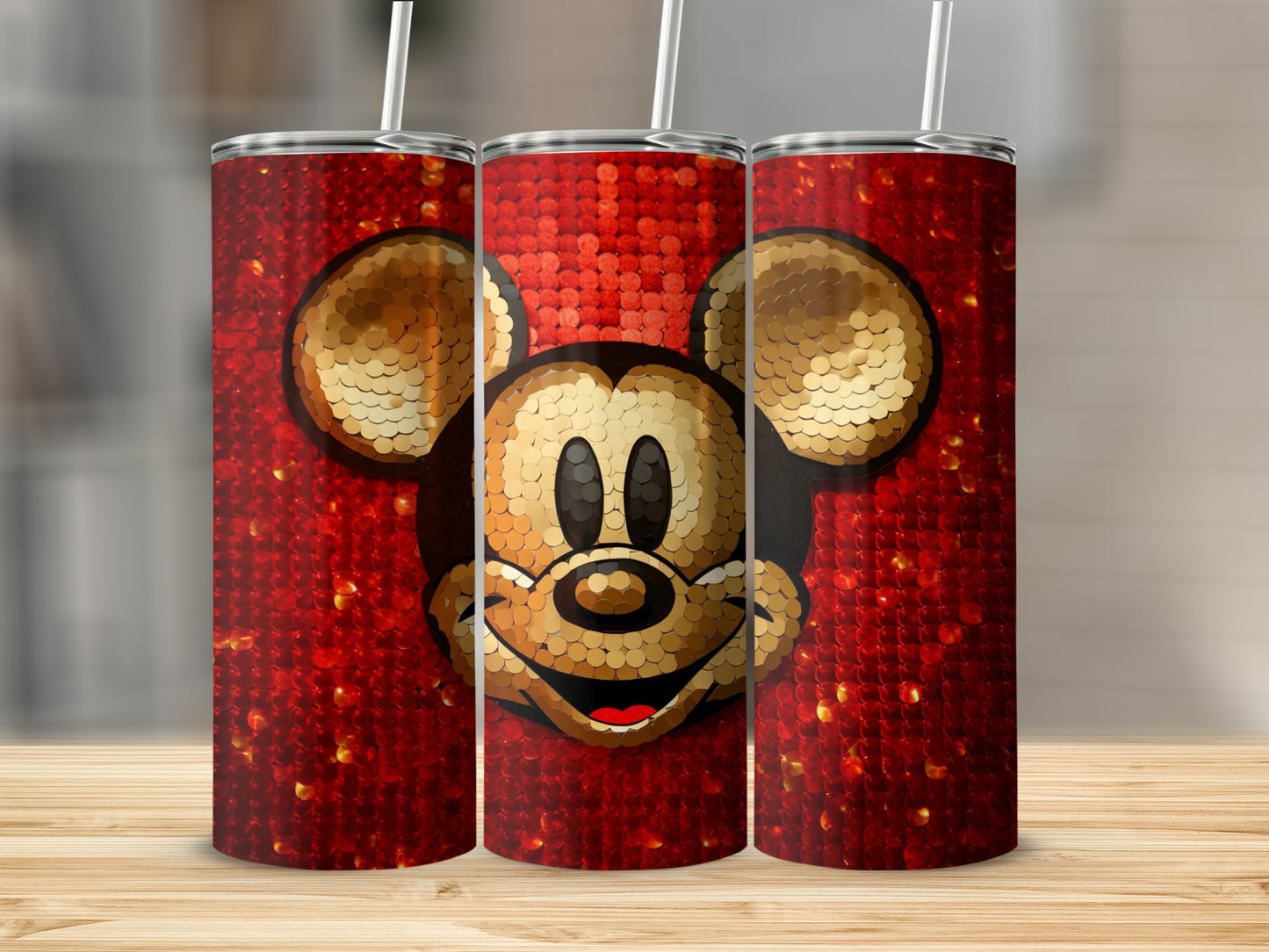 Sparkling Red Mickey Mouse Face Tumbler