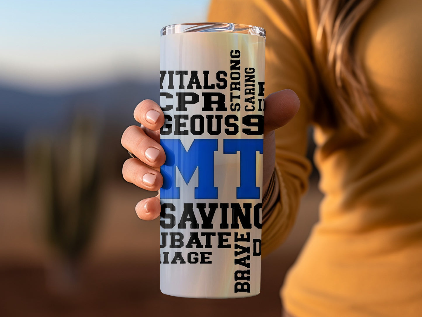 EMT Vitals Strong Caring CPR Brave Drinkware