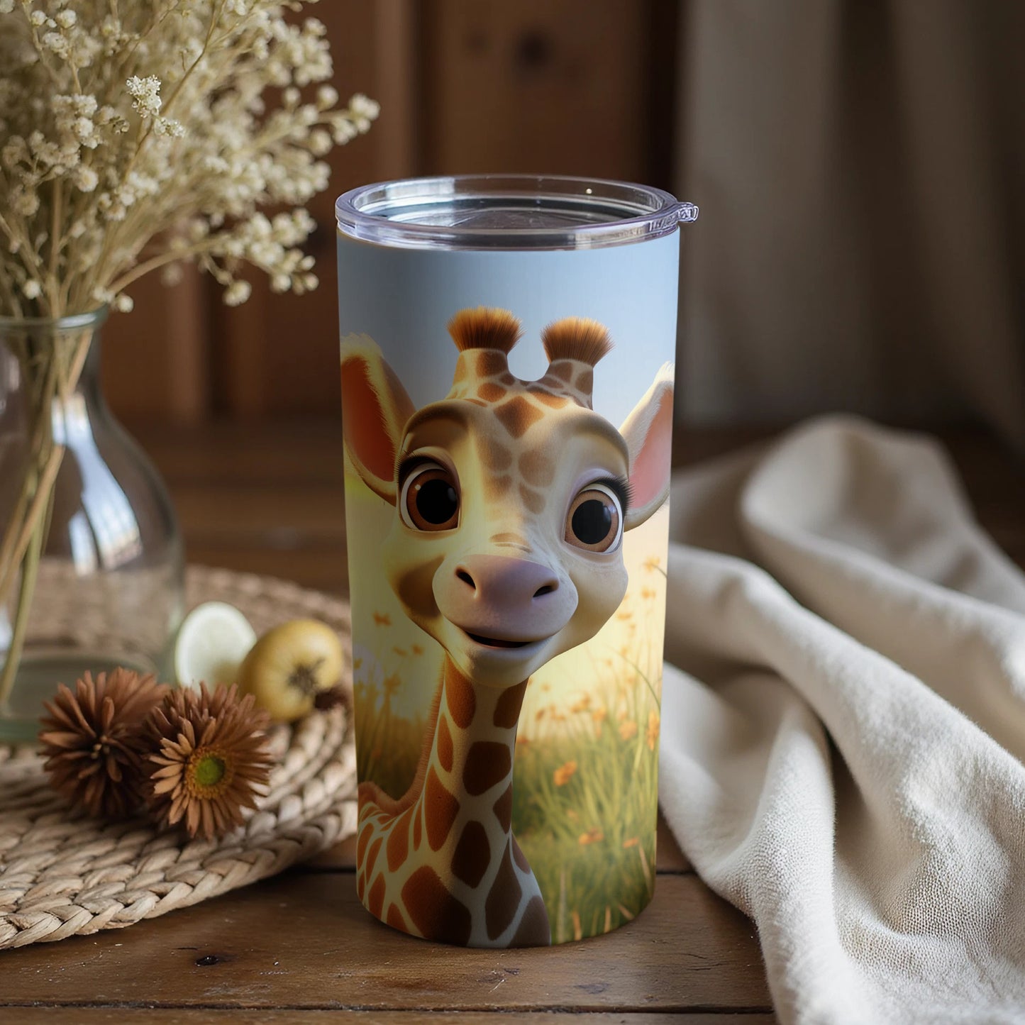 Adorable Giraffe Cartoon Artwork Design Tumbler