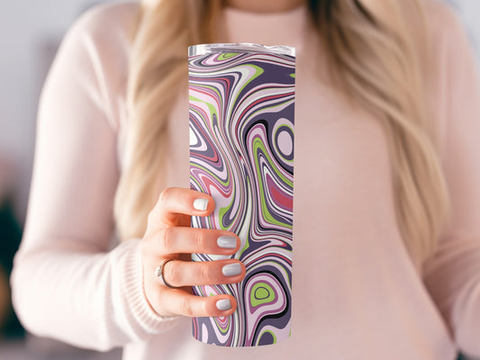 Abstract Swirls of Color on Unique Design Tumblers