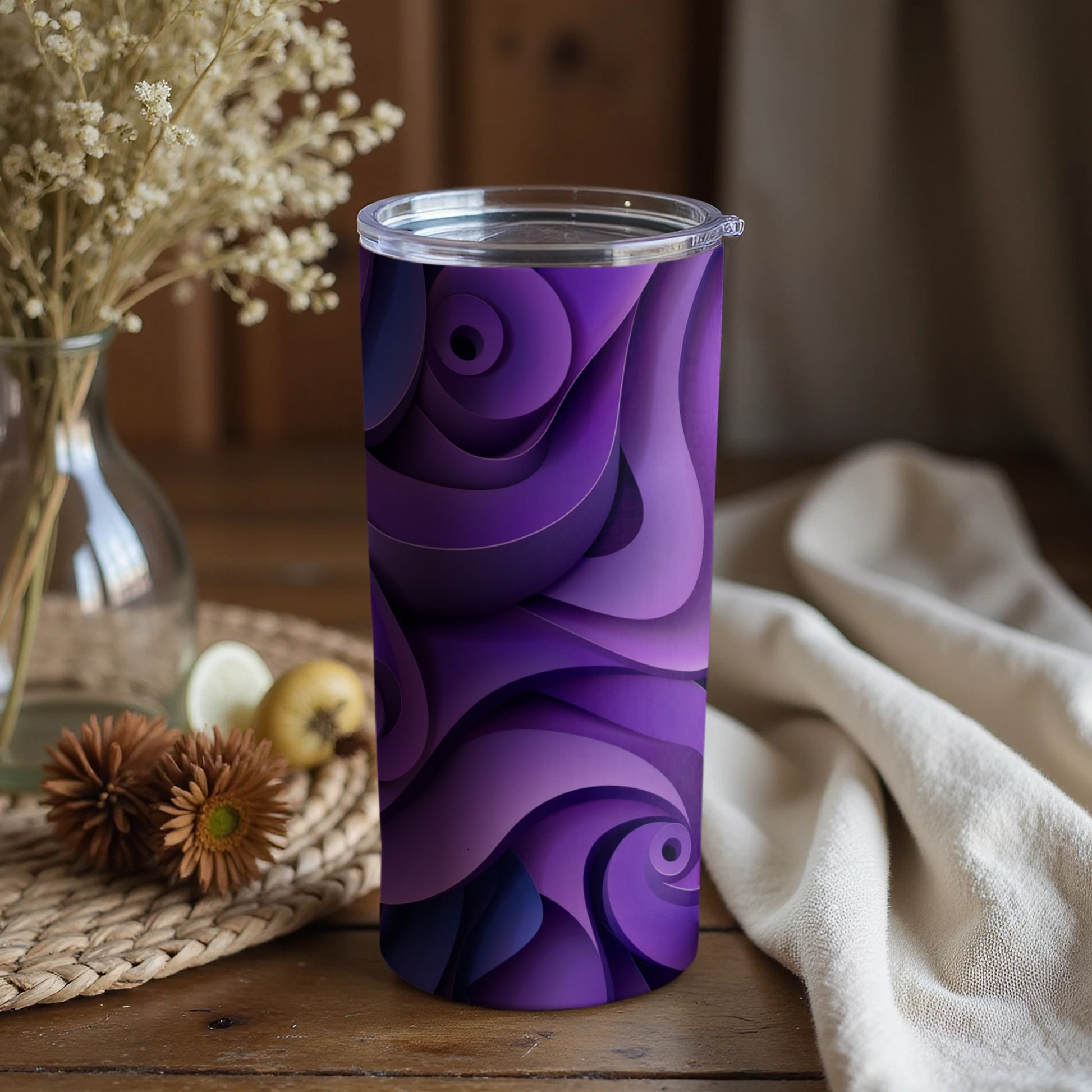 Stylish Purple Swirl Patterned Tumbler Drinkware