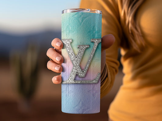 Luxury Gradient Design Tumbler with Sparkling Initials