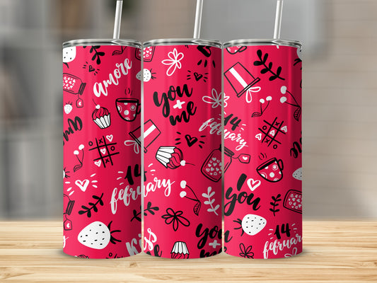Valentines Day Red Patterned Tumbler For February