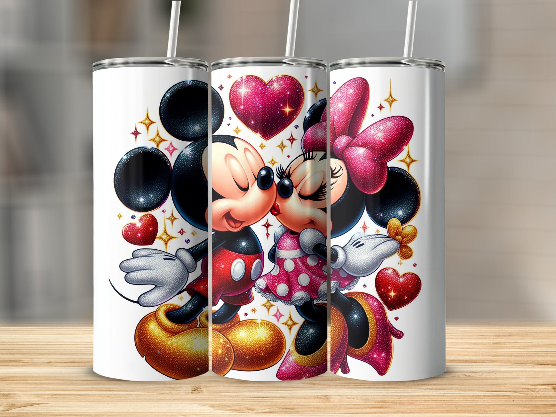 Romantic Disney Character Couples Tumbler Set
