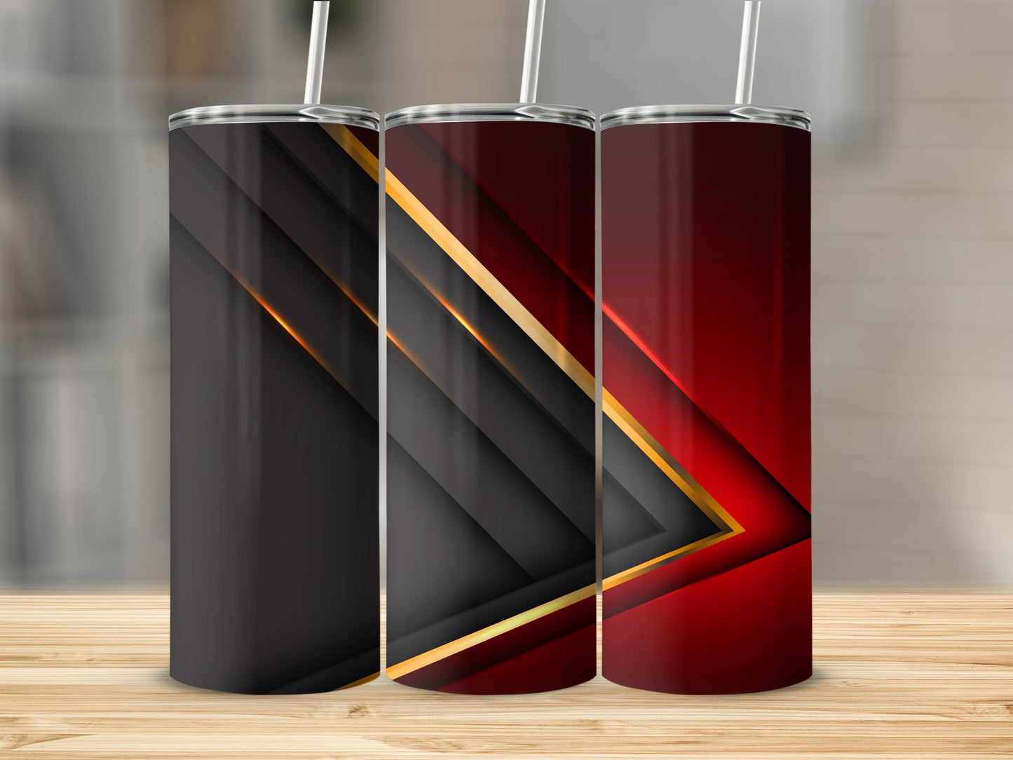 Black Gold Red Geometric Layered Abstract Modern Tumbler product type