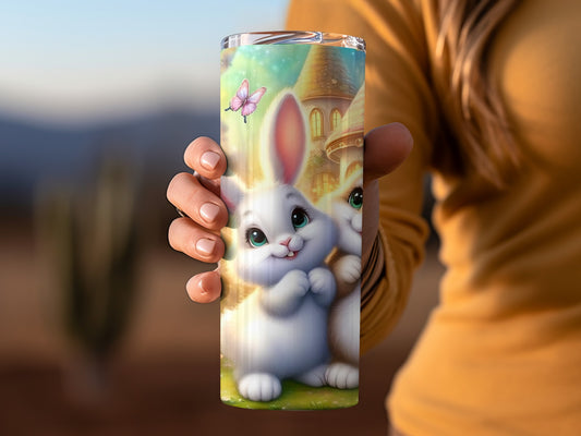Cute Rabbit and Castle Themed Drinkware Tumbler