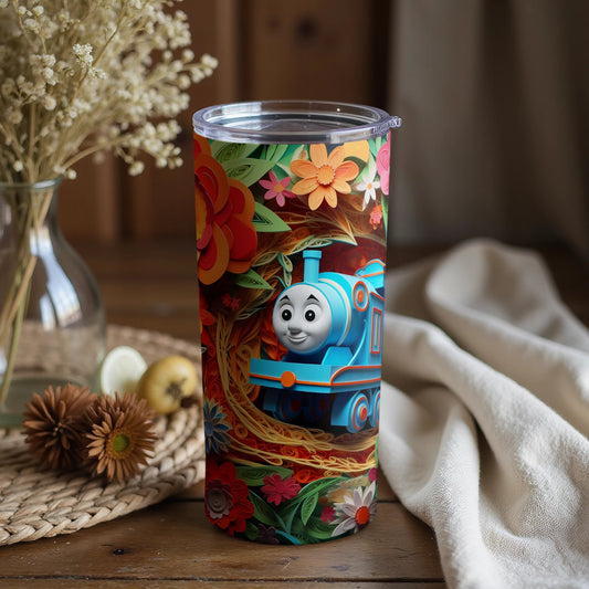 Colorful Floral Design with Train Tumbler Product