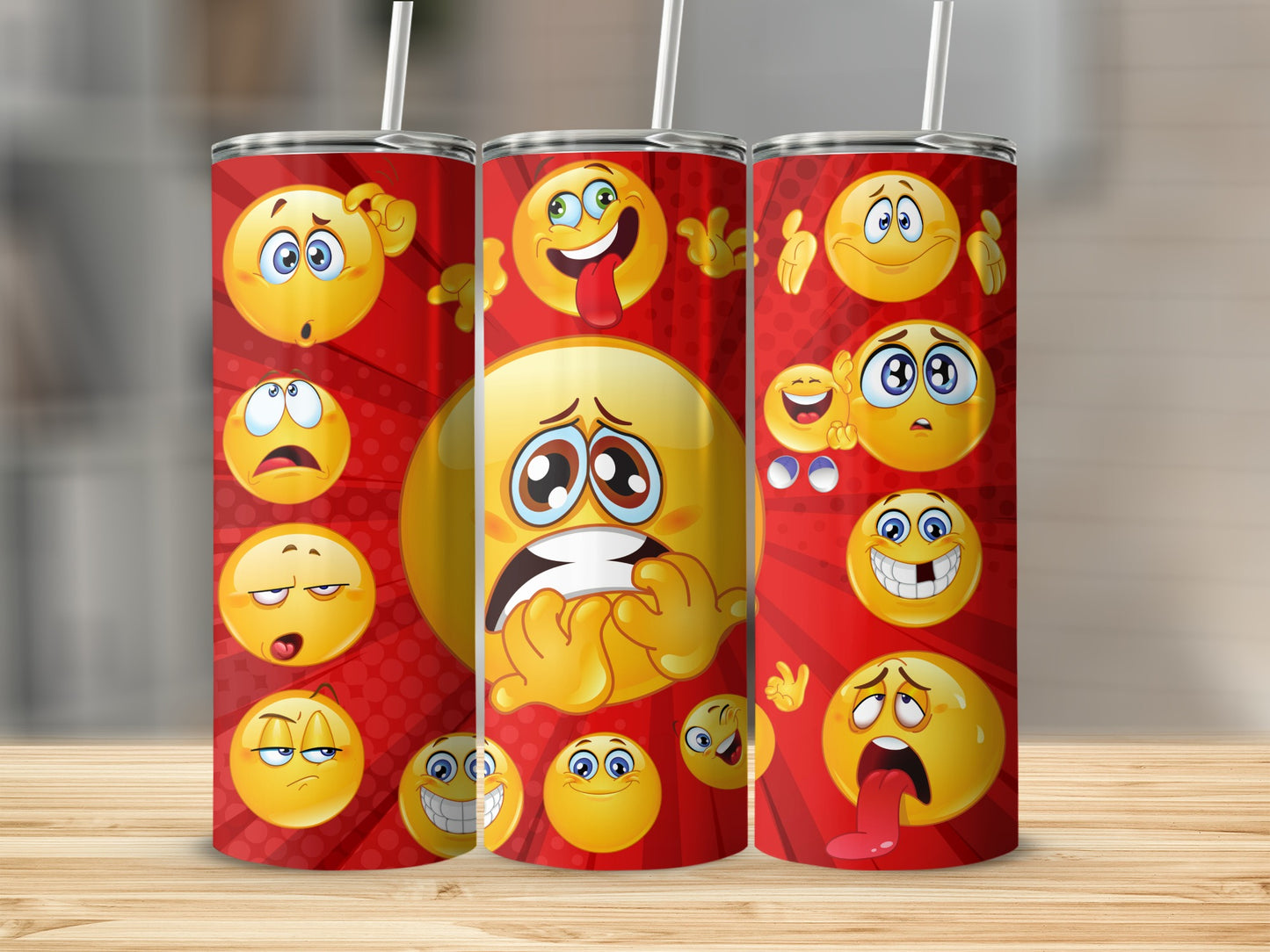 Red Background Smiley Faces Graphics Design Tumbler