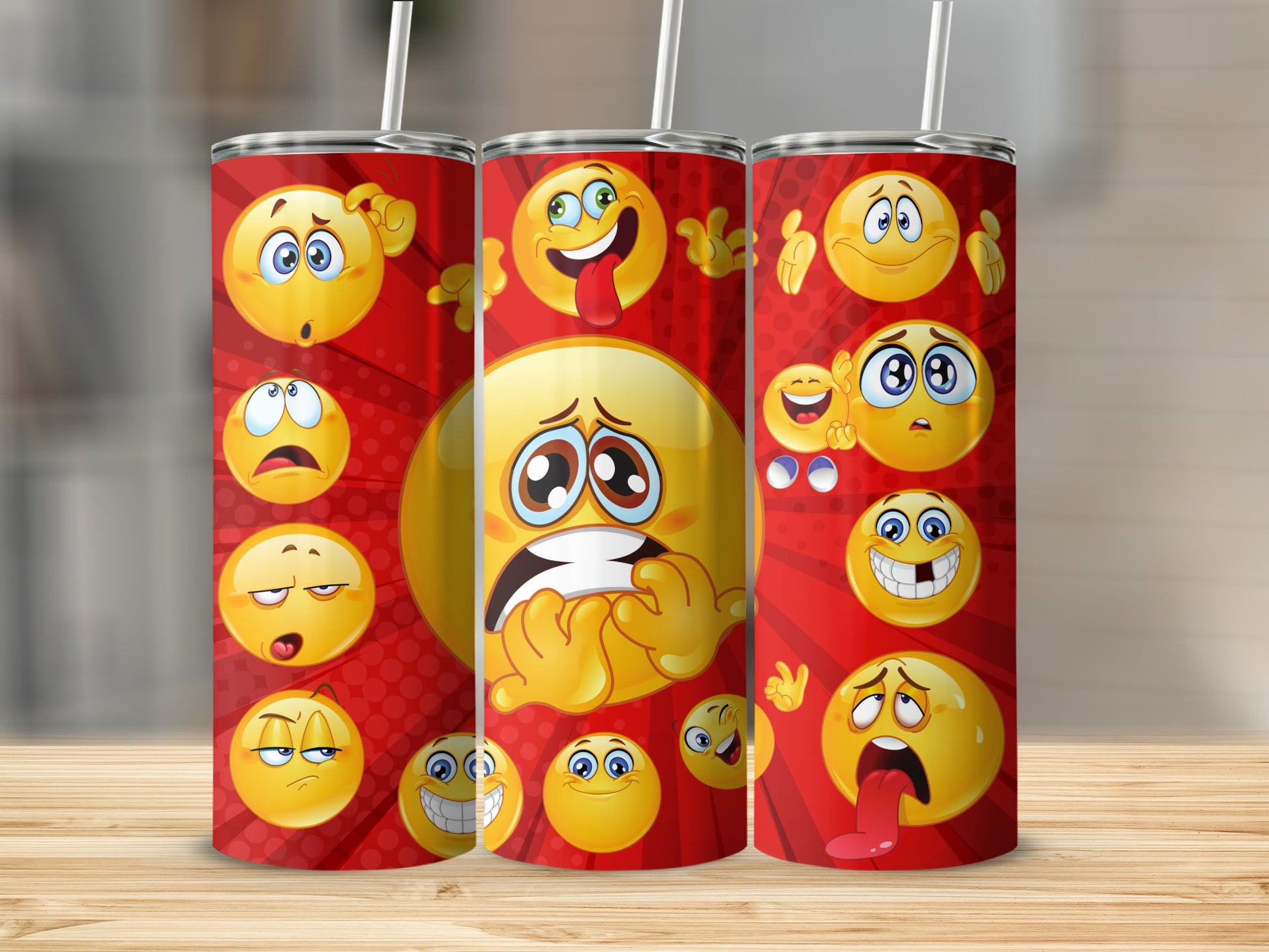 Red Background Smiley Faces Graphics Design Tumbler