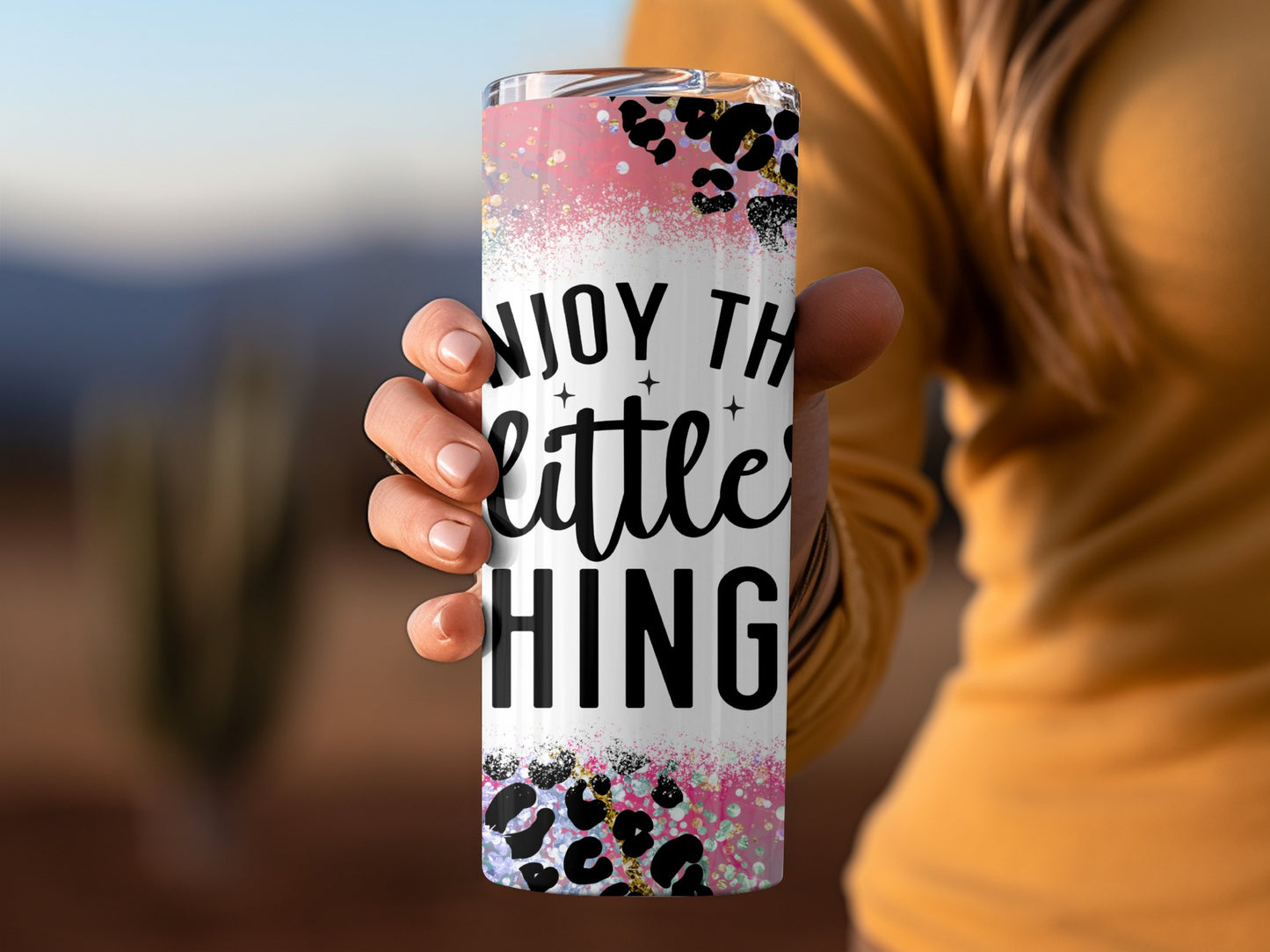 Enjoy The Little Things Leopard Print Tumbler